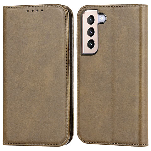 Coque Portefeuille Livre Cuir Etui Clapet D03T pour Samsung Galaxy S21 5G Kaki