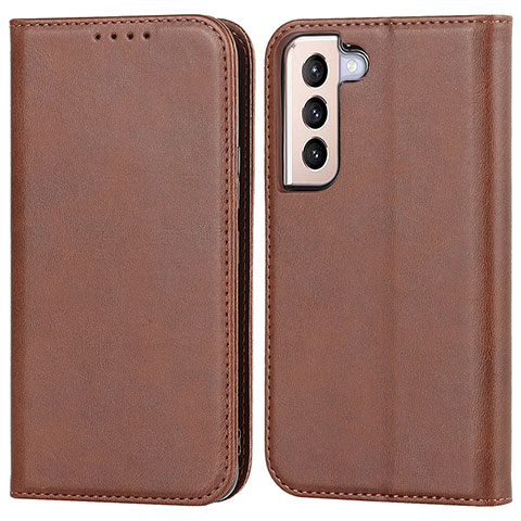 Coque Portefeuille Livre Cuir Etui Clapet D03T pour Samsung Galaxy S21 5G Marron