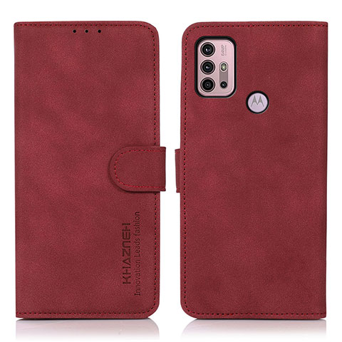 Coque Portefeuille Livre Cuir Etui Clapet D03Y pour Motorola Moto G10 Power Rouge