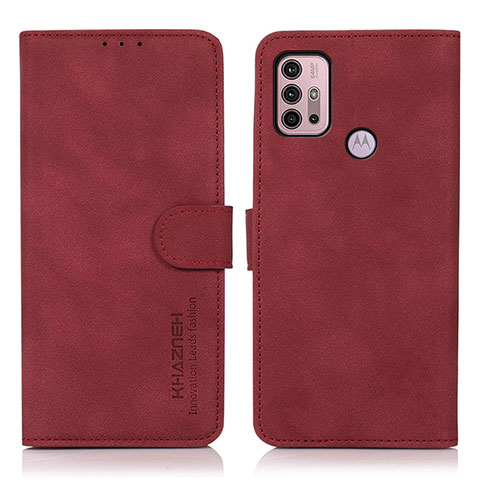 Coque Portefeuille Livre Cuir Etui Clapet D03Y pour Motorola Moto G30 Rouge