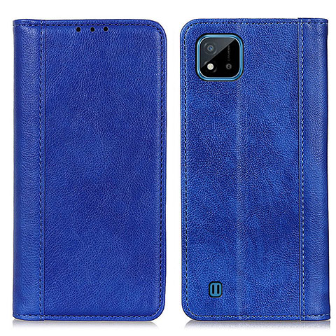 Coque Portefeuille Livre Cuir Etui Clapet D03Y pour Realme C20 Bleu