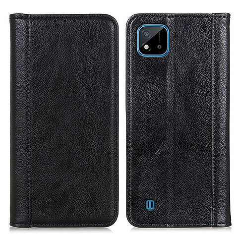 Coque Portefeuille Livre Cuir Etui Clapet D03Y pour Realme C20 Noir