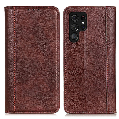 Coque Portefeuille Livre Cuir Etui Clapet D03Y pour Samsung Galaxy S23 Ultra 5G Marron