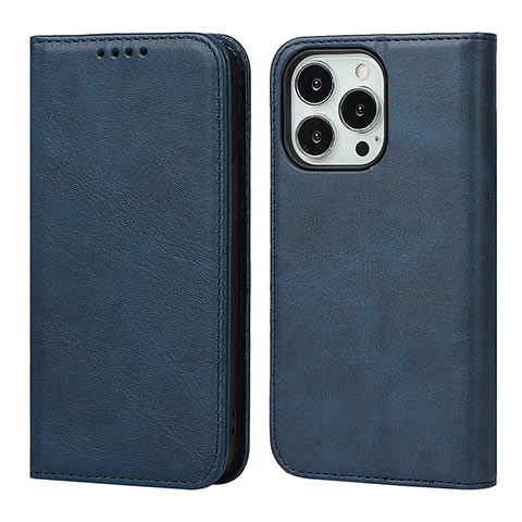 Coque Portefeuille Livre Cuir Etui Clapet D04T pour Apple iPhone 14 Pro Bleu