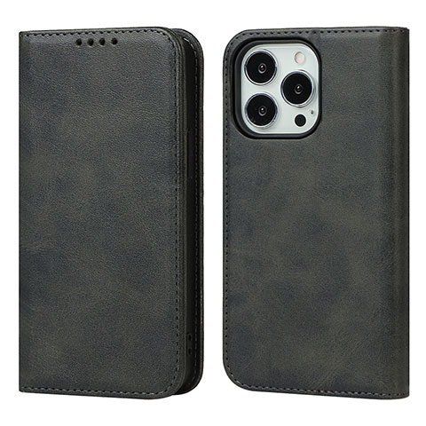 Coque Portefeuille Livre Cuir Etui Clapet D04T pour Apple iPhone 14 Pro Noir