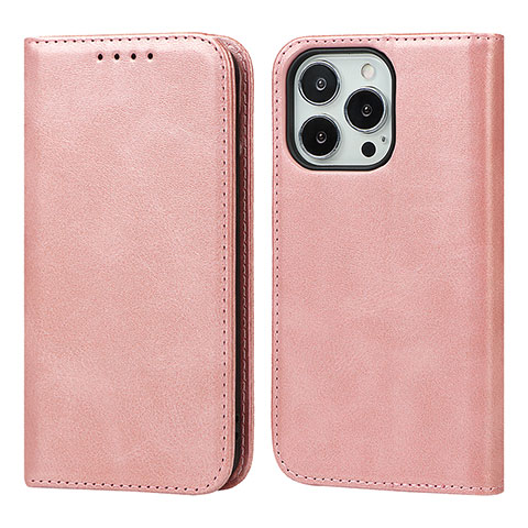 Coque Portefeuille Livre Cuir Etui Clapet D04T pour Apple iPhone 14 Pro Rose