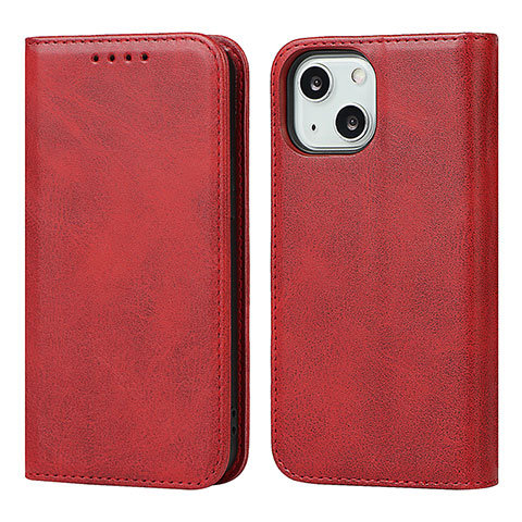 Coque Portefeuille Livre Cuir Etui Clapet D04T pour Apple iPhone 14 Rouge