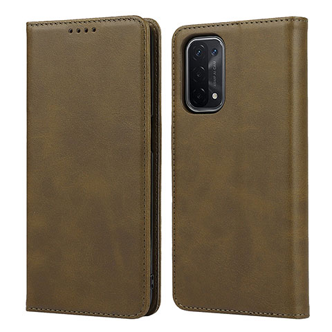 Coque Portefeuille Livre Cuir Etui Clapet D04T pour Oppo A54 5G Kaki