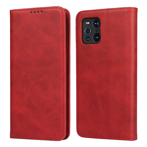 Coque Portefeuille Livre Cuir Etui Clapet D04T pour Oppo Find X3 5G Rouge