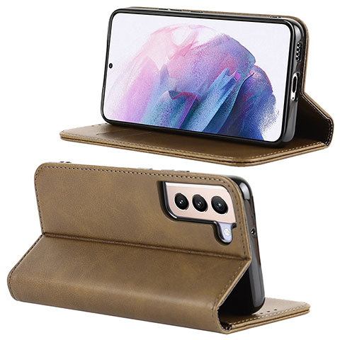 Coque Portefeuille Livre Cuir Etui Clapet D04T pour Samsung Galaxy S21 5G Kaki