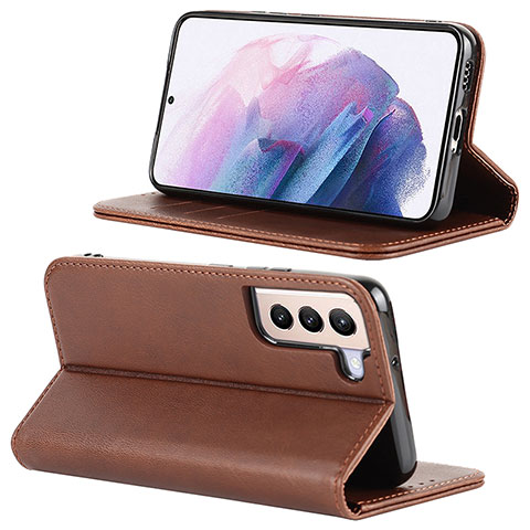 Coque Portefeuille Livre Cuir Etui Clapet D04T pour Samsung Galaxy S21 5G Marron