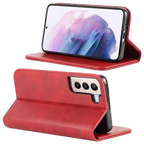 Coque Portefeuille Livre Cuir Etui Clapet D04T pour Samsung Galaxy S21 5G Rouge