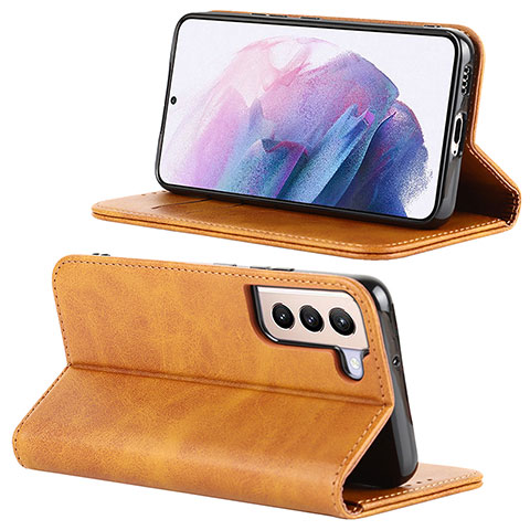 Coque Portefeuille Livre Cuir Etui Clapet D04T pour Samsung Galaxy S22 Plus 5G Brun Clair