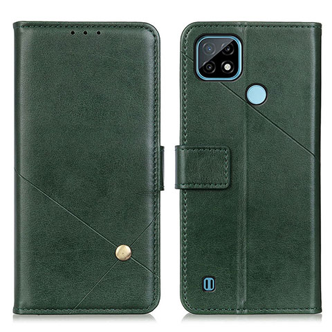 Coque Portefeuille Livre Cuir Etui Clapet D04Y pour Realme C21 Vert