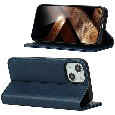 Coque Portefeuille Livre Cuir Etui Clapet D05T pour Apple iPhone 13 Bleu