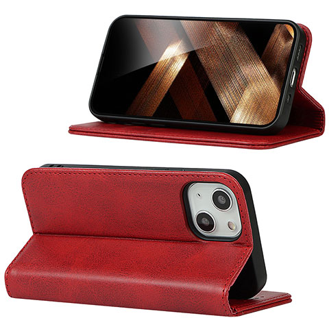 Coque Portefeuille Livre Cuir Etui Clapet D05T pour Apple iPhone 13 Rouge