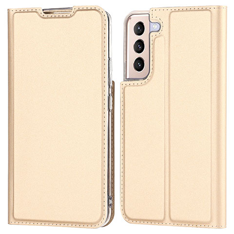 Coque Portefeuille Livre Cuir Etui Clapet D05T pour Samsung Galaxy S21 Plus 5G Or