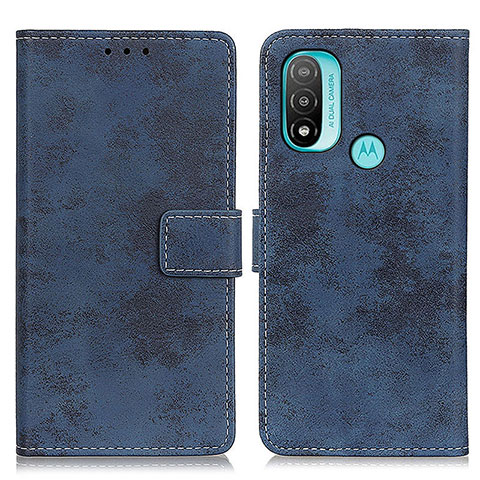 Coque Portefeuille Livre Cuir Etui Clapet D05Y pour Motorola Moto E30 Bleu