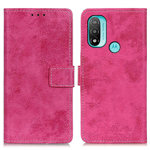 Coque Portefeuille Livre Cuir Etui Clapet D05Y pour Motorola Moto E40 Rose Rouge