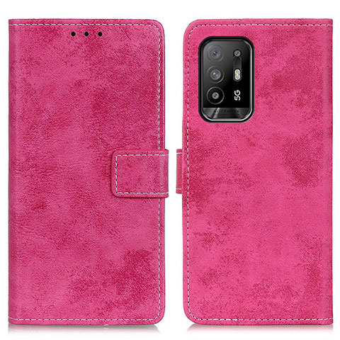 Coque Portefeuille Livre Cuir Etui Clapet D05Y pour Oppo F19 Pro+ Plus 5G Rose Rouge