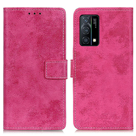 Coque Portefeuille Livre Cuir Etui Clapet D05Y pour Oppo K9 5G Rose Rouge