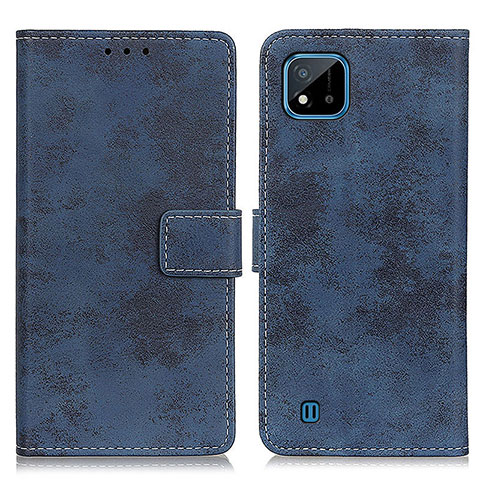 Coque Portefeuille Livre Cuir Etui Clapet D05Y pour Realme C20A Bleu