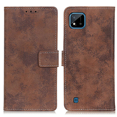 Coque Portefeuille Livre Cuir Etui Clapet D05Y pour Realme C20A Marron