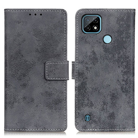 Coque Portefeuille Livre Cuir Etui Clapet D05Y pour Realme C21 Gris