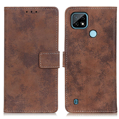 Coque Portefeuille Livre Cuir Etui Clapet D05Y pour Realme C21 Marron