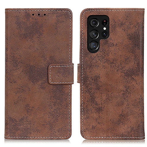 Coque Portefeuille Livre Cuir Etui Clapet D05Y pour Samsung Galaxy S24 Ultra 5G Marron