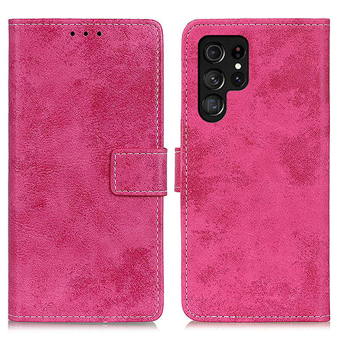 Coque Portefeuille Livre Cuir Etui Clapet D05Y pour Samsung Galaxy S24 Ultra 5G Rose Rouge