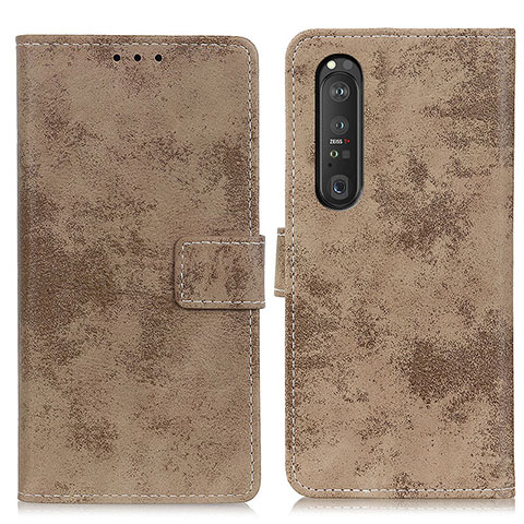 Coque Portefeuille Livre Cuir Etui Clapet D05Y pour Sony Xperia 1 III Kaki