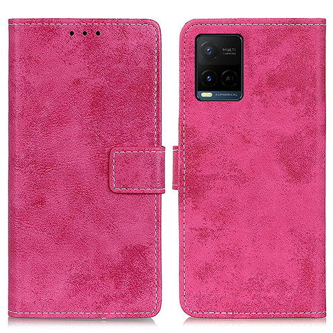 Coque Portefeuille Livre Cuir Etui Clapet D05Y pour Vivo Y21a Rose Rouge