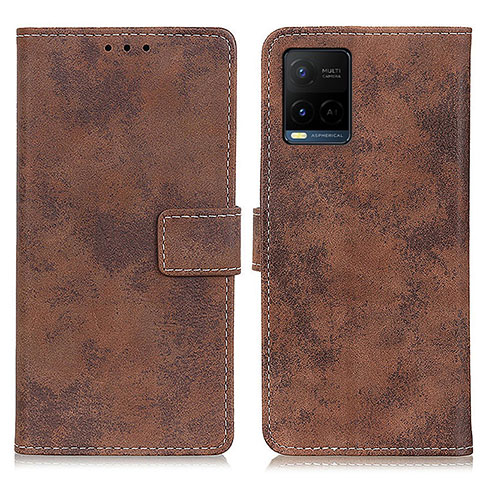 Coque Portefeuille Livre Cuir Etui Clapet D05Y pour Vivo Y21s Marron