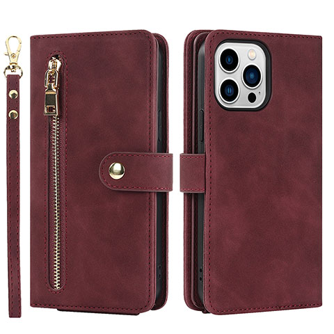 Coque Portefeuille Livre Cuir Etui Clapet D06T pour Apple iPhone 13 Pro Rouge