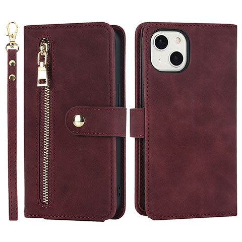 Coque Portefeuille Livre Cuir Etui Clapet D06T pour Apple iPhone 13 Rouge