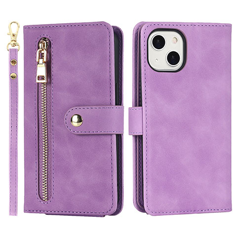 Coque Portefeuille Livre Cuir Etui Clapet D06T pour Apple iPhone 14 Plus Violet Clair