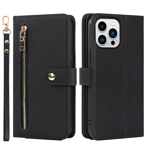 Coque Portefeuille Livre Cuir Etui Clapet D06T pour Apple iPhone 14 Pro Max Noir