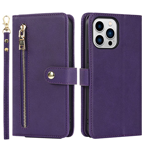 Coque Portefeuille Livre Cuir Etui Clapet D06T pour Apple iPhone 16 Pro Max Violet