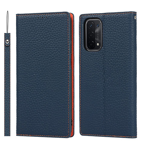 Coque Portefeuille Livre Cuir Etui Clapet D06T pour Oppo A54 5G Bleu