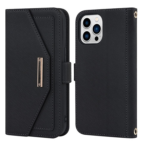 Coque Portefeuille Livre Cuir Etui Clapet D07T pour Apple iPhone 14 Pro Max Noir