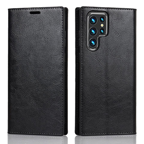 Coque Portefeuille Livre Cuir Etui Clapet D07T pour Samsung Galaxy S22 Ultra 5G Noir