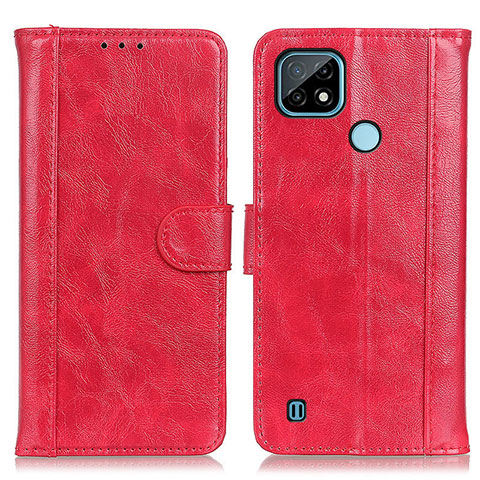 Coque Portefeuille Livre Cuir Etui Clapet D07Y pour Realme C21 Rouge