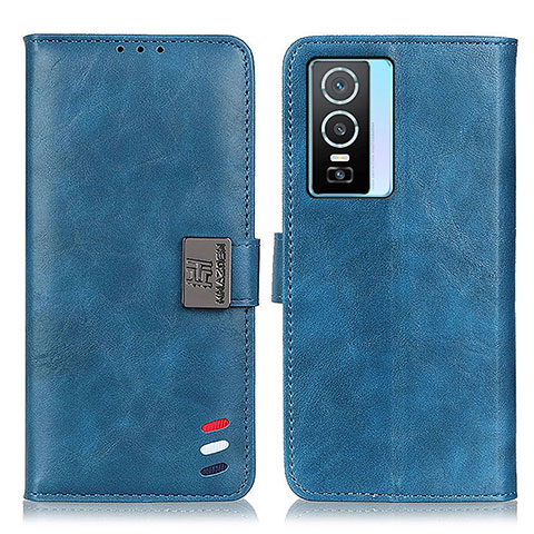 Coque Portefeuille Livre Cuir Etui Clapet D07Y pour Vivo Y74s 5G Bleu Ciel