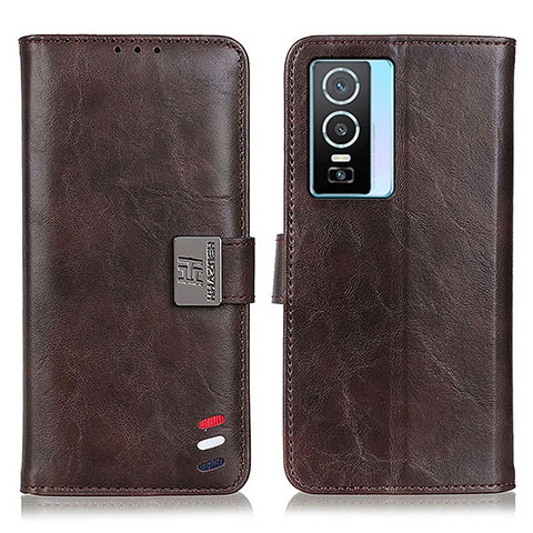 Coque Portefeuille Livre Cuir Etui Clapet D07Y pour Vivo Y74s 5G Marron