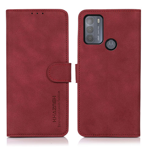 Coque Portefeuille Livre Cuir Etui Clapet D08Y pour Motorola Moto G50 Rouge