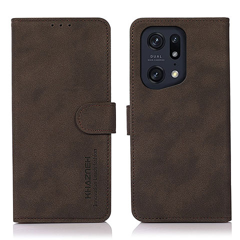 Coque Portefeuille Livre Cuir Etui Clapet D08Y pour Oppo Find X5 Pro 5G Marron