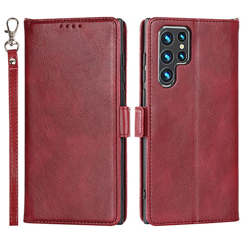 Coque Portefeuille Livre Cuir Etui Clapet D09T pour Samsung Galaxy S23 Ultra 5G Rouge