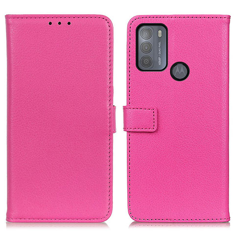 Coque Portefeuille Livre Cuir Etui Clapet D09Y pour Motorola Moto G50 Rose Rouge