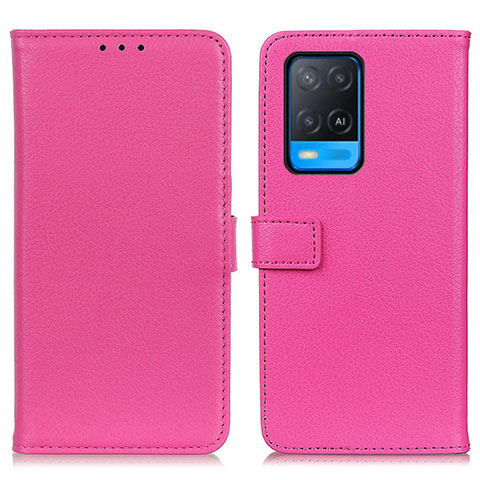 Coque Portefeuille Livre Cuir Etui Clapet D09Y pour Oppo A54 4G Rose Rouge